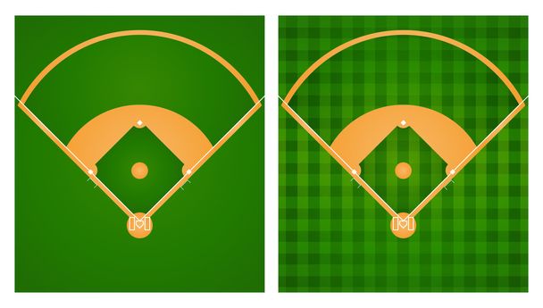 Baseballové hřiště ve dvou provedeních trávník - Vektor, obrázek