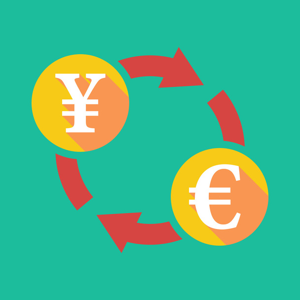 Exchange jel Jen szimbólumaként és az eurójel - Vektor, kép