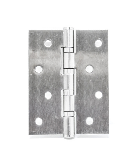 Dobradiças de porta de aço inoxidável no fundo branco
 - Foto, Imagem