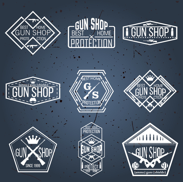 Set di loghi e distintivi per negozio di armi
 - Vettoriali, immagini
