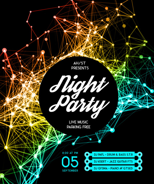 Night Disco Party Poster Background - Vetor, Imagem