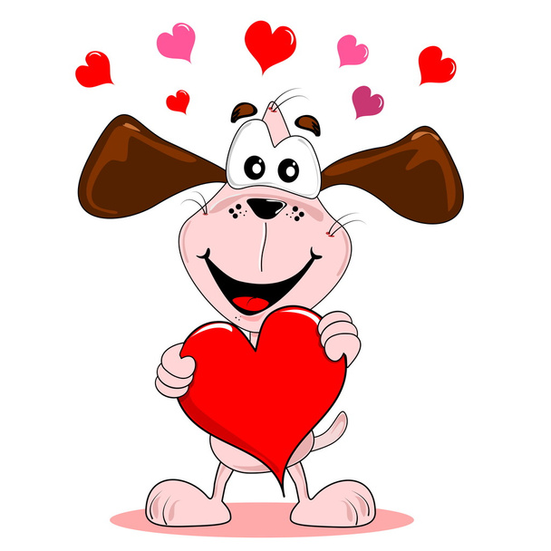 Cartoon dog with love heart - Vektor, obrázek