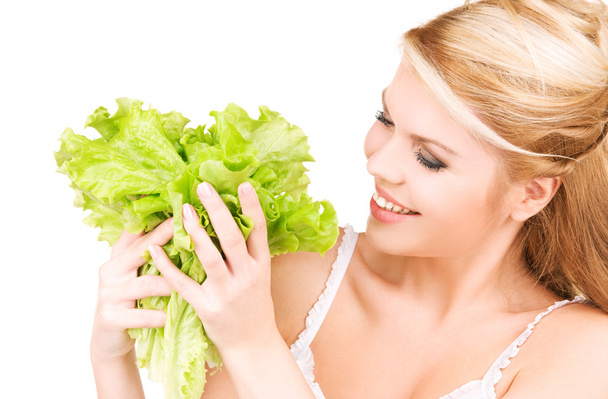 Happy woman with lettuce - Fotografie, Obrázek