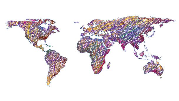 Gekritzelte Weltkarte - Vektor, Bild
