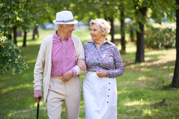 Senior couple interacting in park - Photo, Image