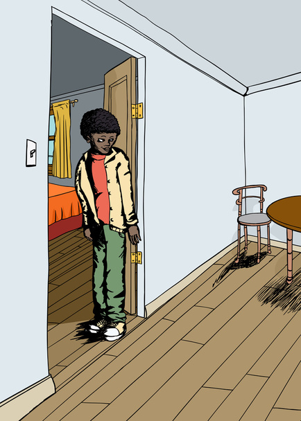 Підліток стоїть між кімнатами
 - Вектор, зображення