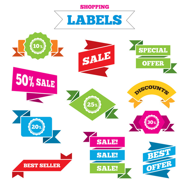 Sale discount labels, tags set. - Διάνυσμα, εικόνα