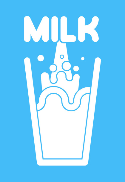 Milk glass. Splash of fresh milk. Vector illustration. - Вектор, зображення