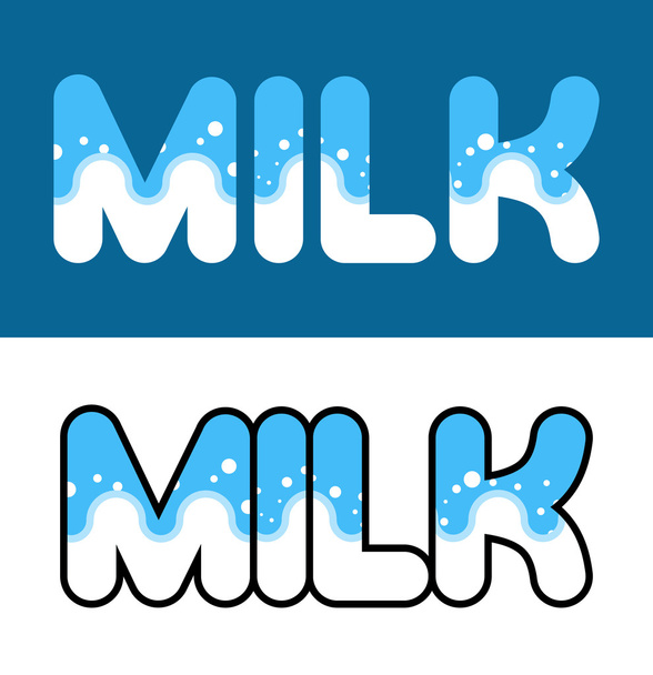 Milk. Letters to sparks. Logo for dairy packaging. Vector sign - Вектор, зображення