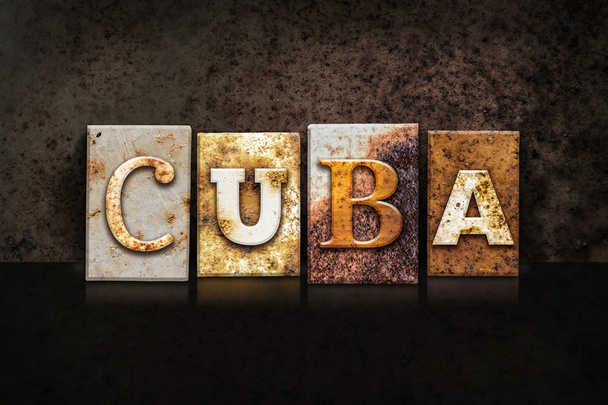 Cuba Letterpress Concept on Dark Background - Фото, изображение