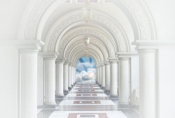Beautiful Arched walkway with blue sky and cloud - Photo, Image