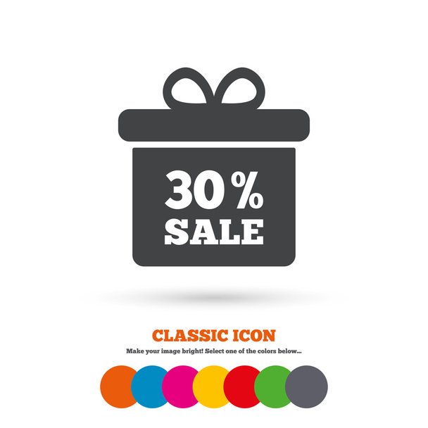 30 percent sale gift box - Vector, imagen