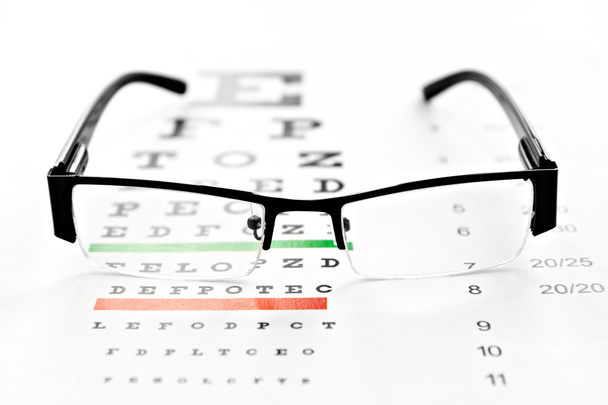 Γυαλιά και όραμα διάγραμμα απομονωθεί σε λευκό φόντο - Φωτογραφία, εικόνα
