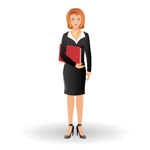 happy smiling business woman holding folder - Vector, afbeelding
