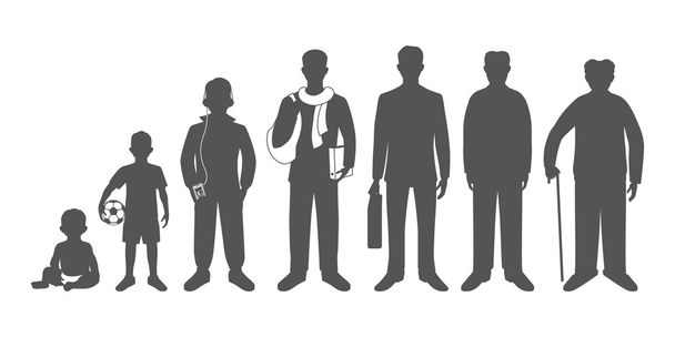 Generation of men from infants to seniors - Vector, Image