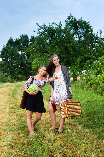 Due ragazze si preparano per un picnic
 - Foto, immagini