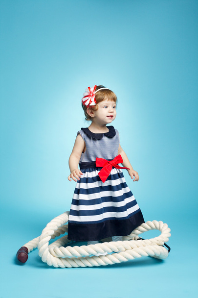 little sailor baby on blue - Foto, immagini