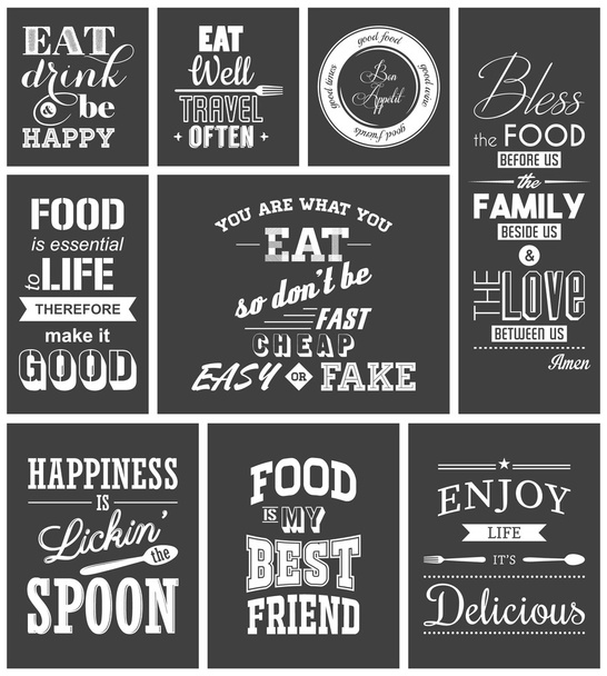 Set of vintage food typographic quotes - Vektor, Bild