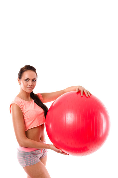 girl holding fitball vertical - Фото, изображение