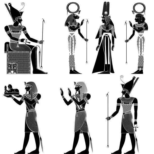 Joukko egyptiläisiä muinaisia symboleja, eristetty kuva muinaisista egyptiläisistä jumaluuksista
 - Vektori, kuva