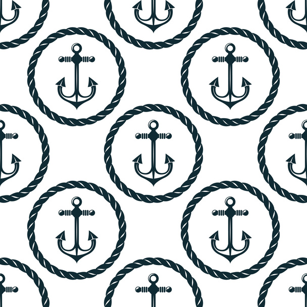 Seamless pattern of marine anchors - Vector, Image