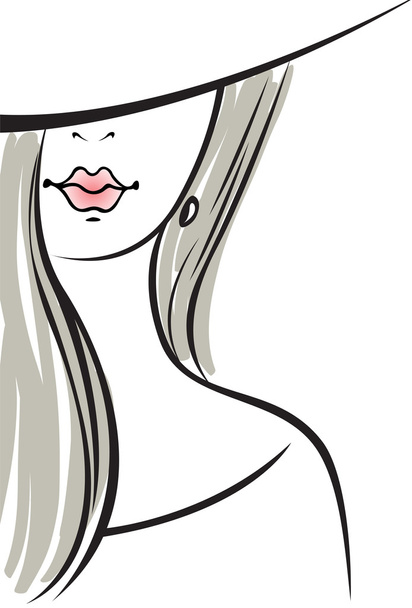 灰色の髪を持つ女性のシルエット - ベクター画像