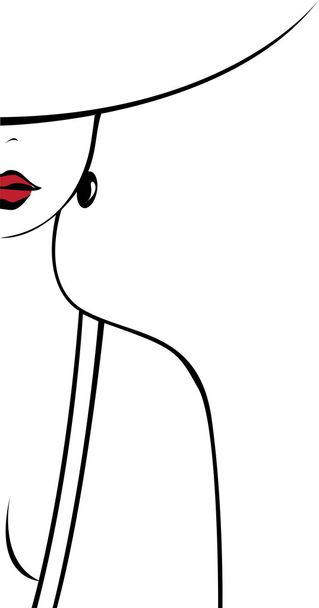 De vrouw silhouet met heldere lippen - Vector, afbeelding