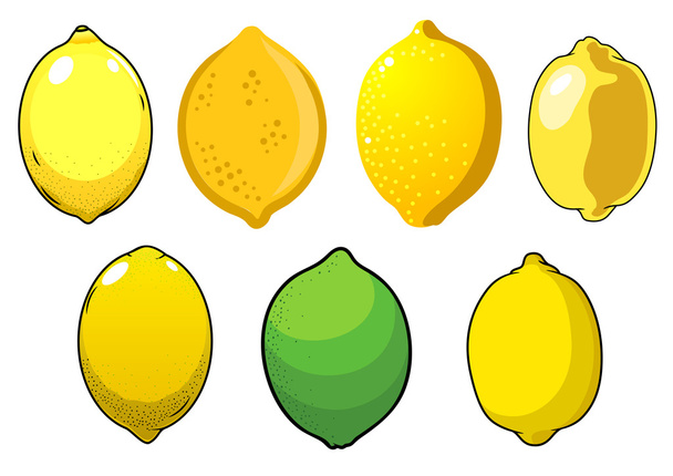 Сочные свежие лимоны и лимонные фрукты
  - Вектор,изображение