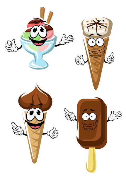 Conos de helado, palo y helado
 - Vector, Imagen