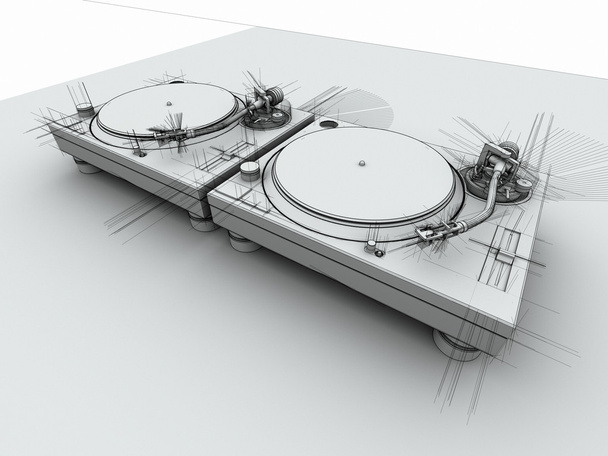 DJ toca-discos 3d sketch - Foto, Imagem