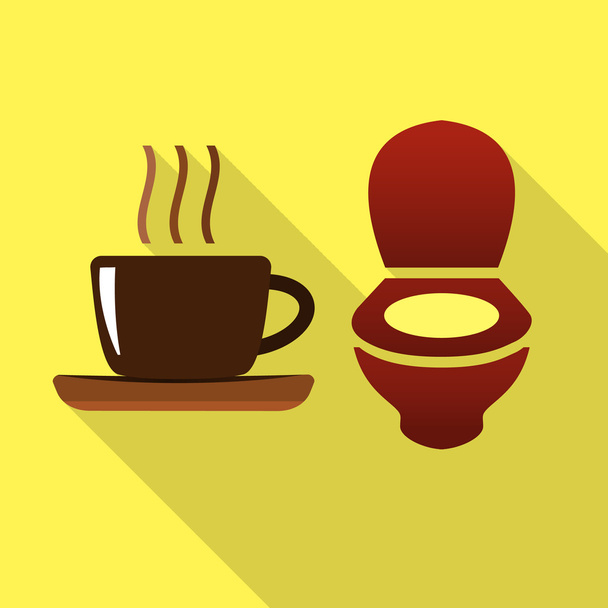 Coffee and toilet bowl flat icon - Vector, Image