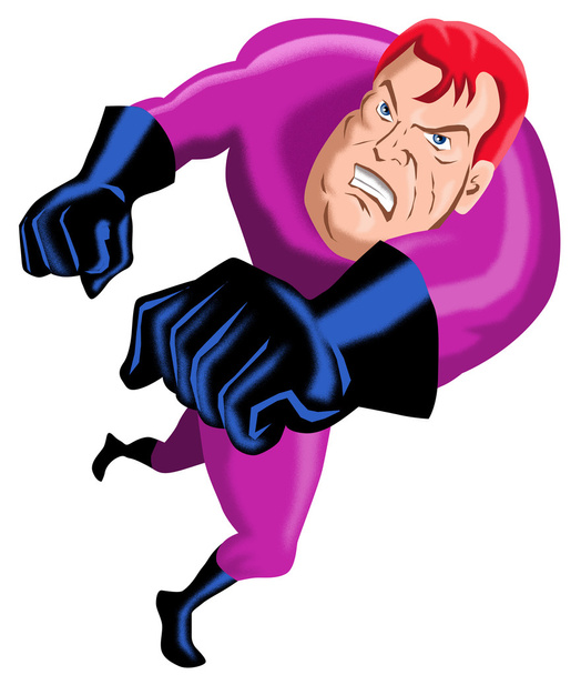 Cartoon super hero running punching - Photo, Image