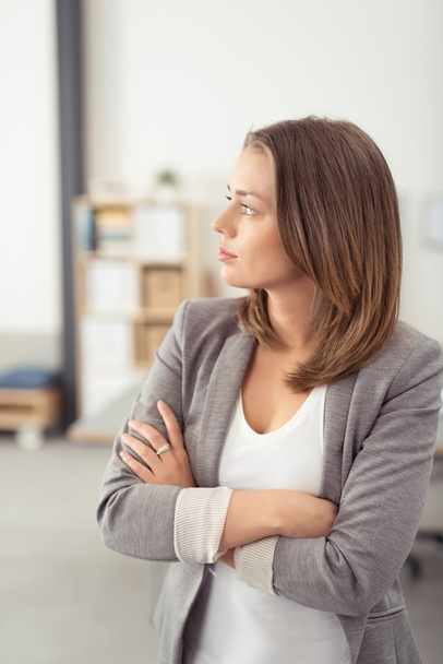 Pensive Young Office Woman Looking Into Distance - Foto, Bild