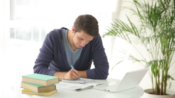 Charming young man studying - Imágenes, Vídeo