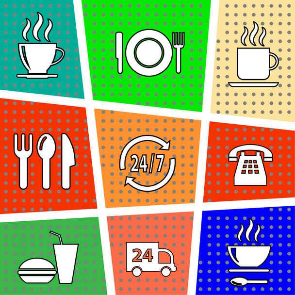 Conjunto de ícones vetoriais com alimentos
 - Vetor, Imagem