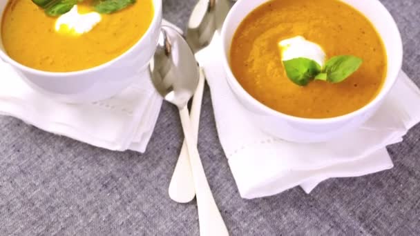 Roasted tomato soup cooked with organic heirloom tomatoes - Footage, Video