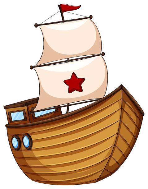 Holzsegelboot mit Fahne - Vektor, Bild