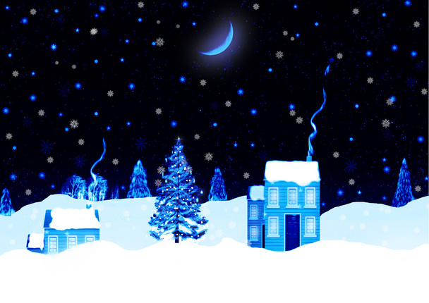 Christmas night landscape background - Photo, Image