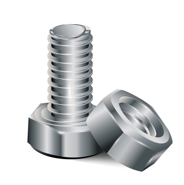 Screw and metal nut - Vector, Image