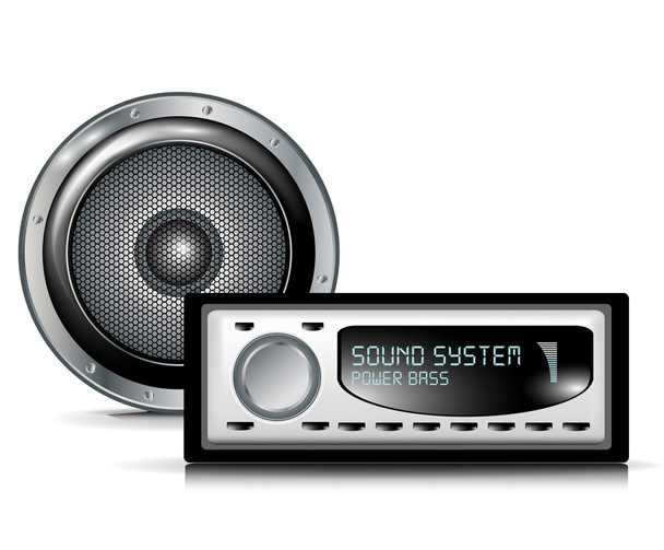 Lautsprecher und Auto-Audio-Player - Vektor, Bild