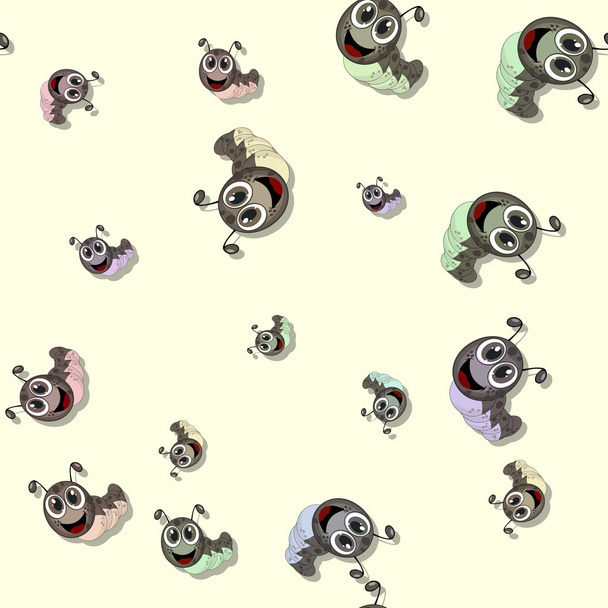 Seamless pattern with smiling caterpillars - Photo, Image