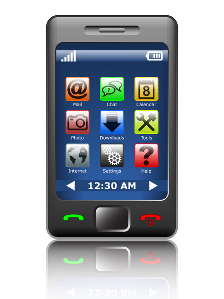 Smartphone mit Apps auf dem Bildschirm - Vektor, Bild