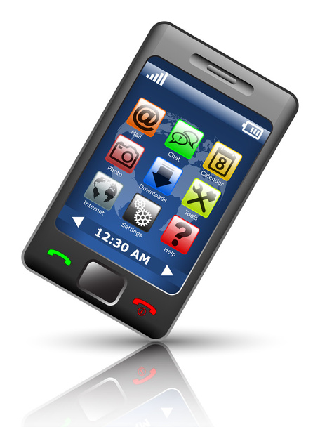 smartphone with apps on screen - Vector, Image