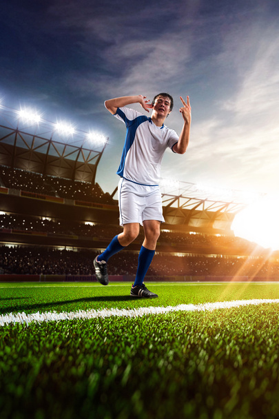 Soccer player in action sunset - 写真・画像