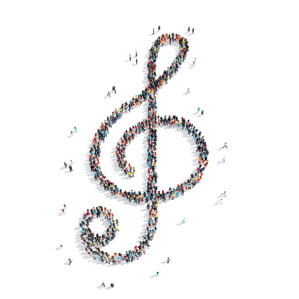  άνθρωποι με τη μορφή της ένα τριπλό clef, μουσική - Φωτογραφία, εικόνα
