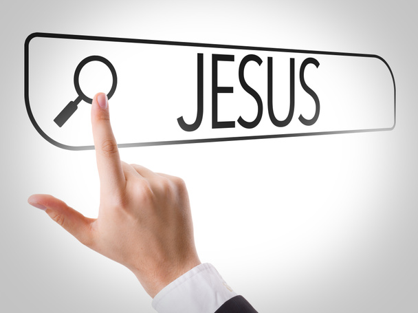 Jesus written on virtual screen - Photo, Image