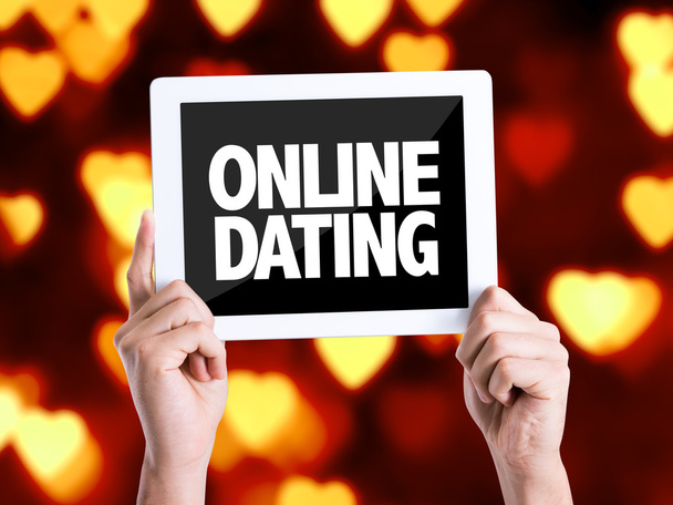 Tablet PC ile metin Online Dating - Fotoğraf, Görsel