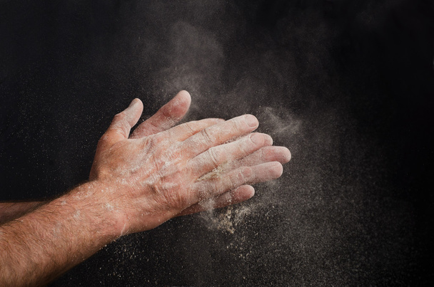 Male hands working with flour - Zdjęcie, obraz
