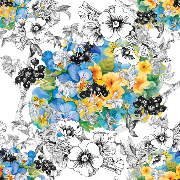 blooming flowers pattern - Vektor, kép