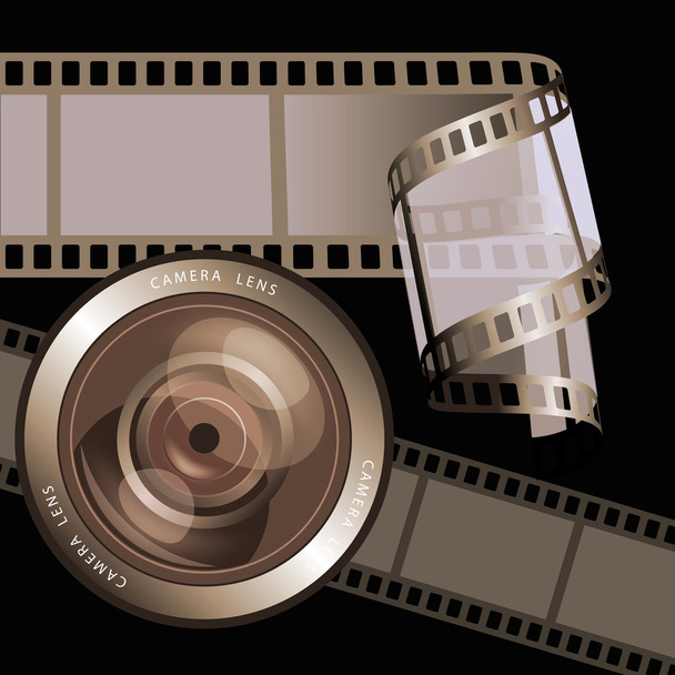 Filmové pásky a objektiv - Vektor, obrázek